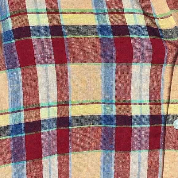 Ralph Ralph Lauren Linen Top Button Down Collared Plaid Shirt - Picture 6 of 15